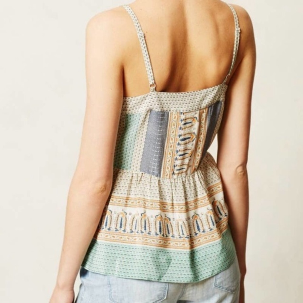 Vanessa Virginia Anthropologie Montara 100% Silk Peplum Blouse sz 0 - Picture 7 of 12